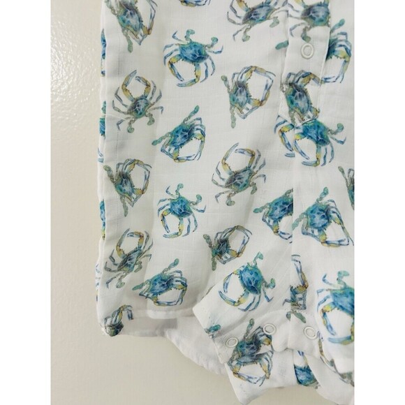 Nola Tawk Catching Crabs 100% Organic Muslin Shortall Sz 3-6 Months Baby - Picture 3 of 5